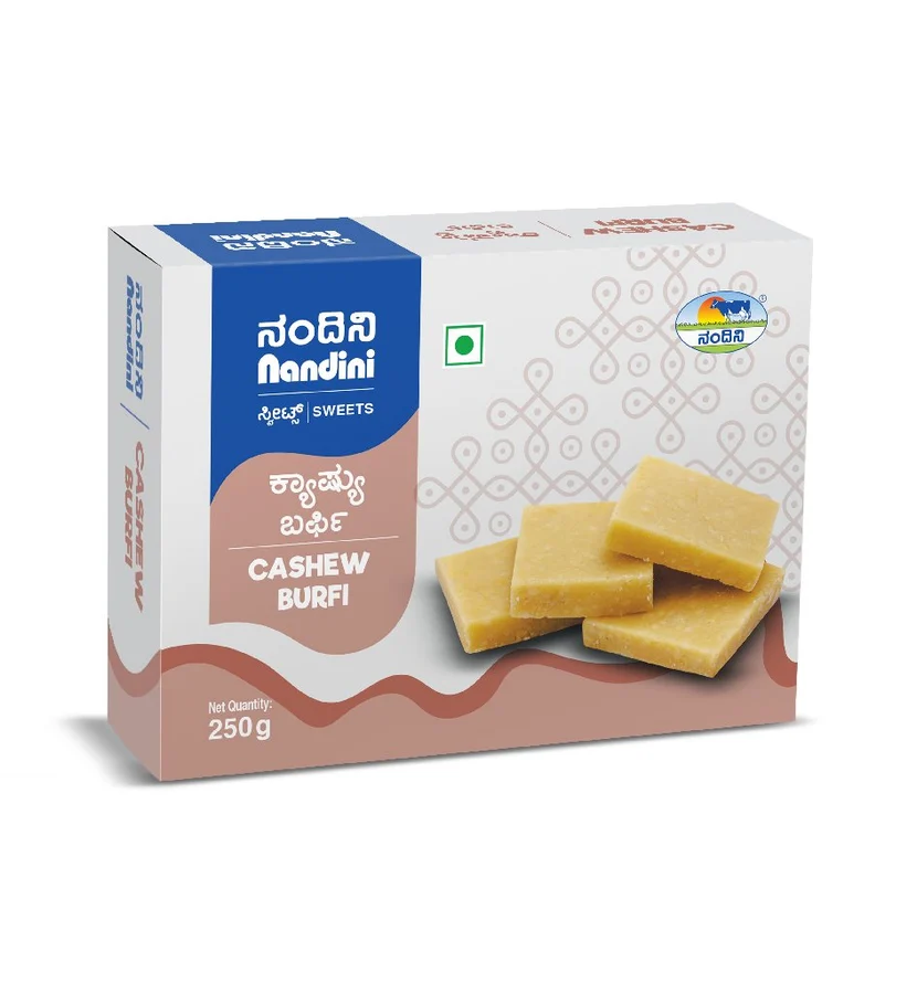 Nandini Cashew Burfi – Duplex Carton, 250 g